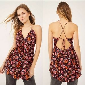 We the Free tunic - free people, pixie printed tunic, floral, black, orange,pink